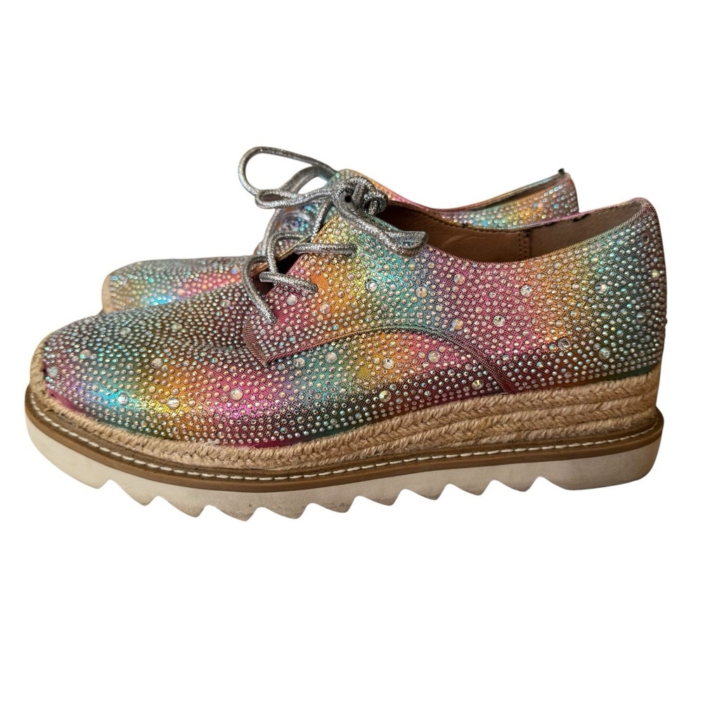 Torrid Gay‎ Pride Embellished Lace Up Oxford Rainbow Shinny 9.5 (WW)